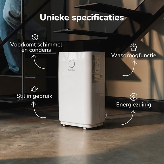 Déshumidificateur - Bloomfold - 20L par jour - 2 en 1 - Blanc
