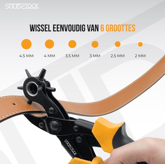 SolidStock Professional Hole Pliers for belt - with Free Measuring Stick - Punching Pliers - Revolver Pliers