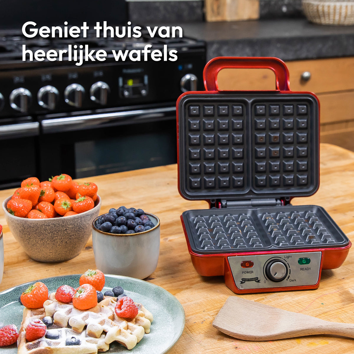 Gadgy Wafelijzer - Wafelmaker 2 Wafels per keer - Waffle Maker - Anti-Aanbaklaag - 1000 Watt - Regelbare Thermostaat