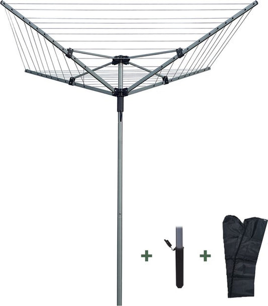 BRASQ Drying Tower Grey - 40 metres - Tour de séchage pliable - Tour de séchage avec ancrage au sol et housse de protection - Support de séchage