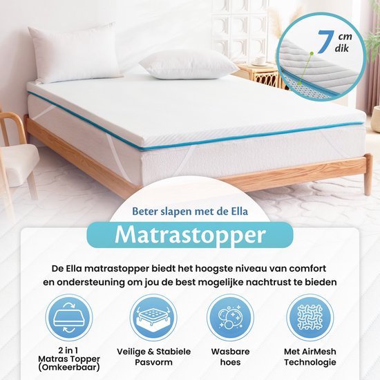 Ella Topper 80x200 cm - Matelas Topdekmatras - Surmatelas en mousse à mémoire de forme infusée de gel et mousse Aircell - fermeté moyenne