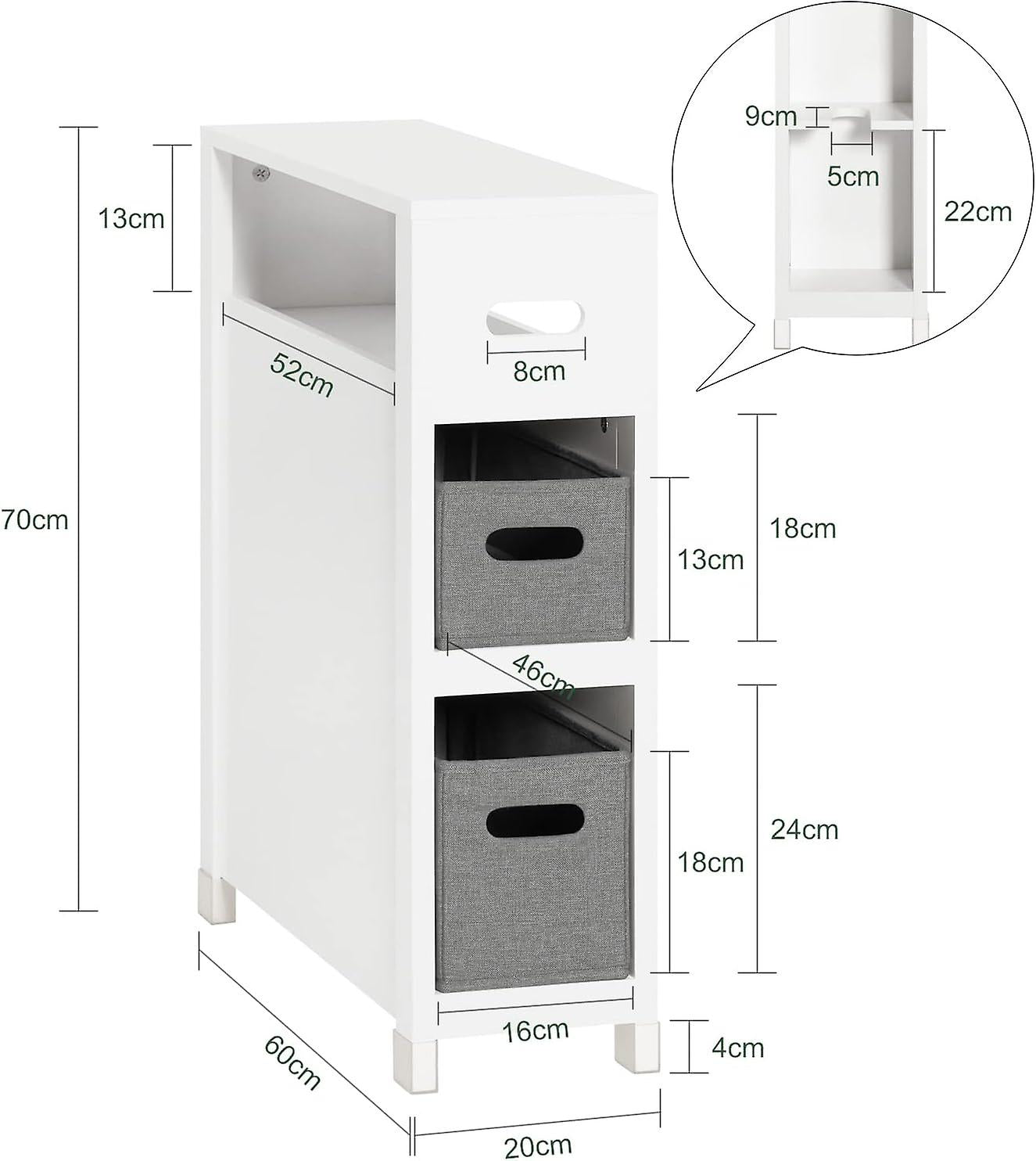 SoBuy Armoire - BZR83-W - MDF & Pin - Max. 15kg. - 60x20x70cm - Blanc