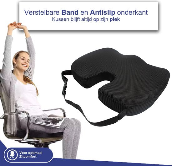 Coussin d'assise étanche - Coussin d'assise orthopédique avec bande - Coussin rebondissant pour siège douloureux - Coussin coussin ergonomique - Siège d'appoint voiture - Siège d'appoint - 45cm