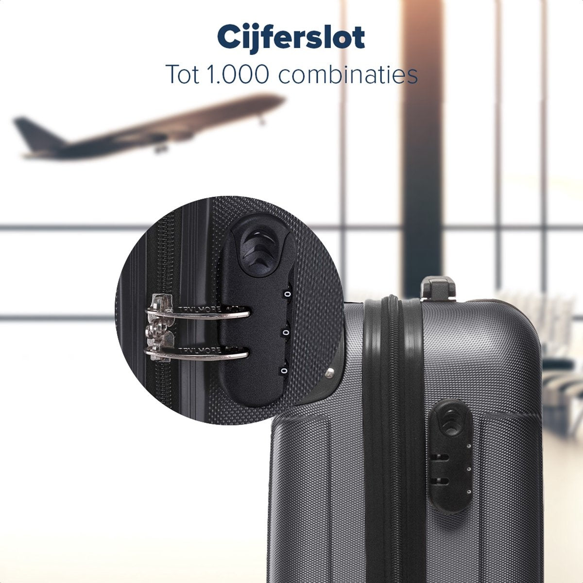 TRVLMORE Set de valises - 2 pièces - 38L (bagage à main) + 110L - Gris foncé