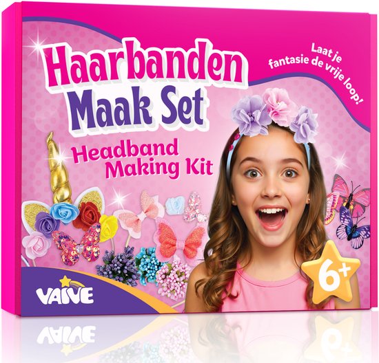Vaive Hairband Craft Set 54-piece - Make 10 Hairbands - Headband Crafts for Girls - Jewellery Making - Craft kits