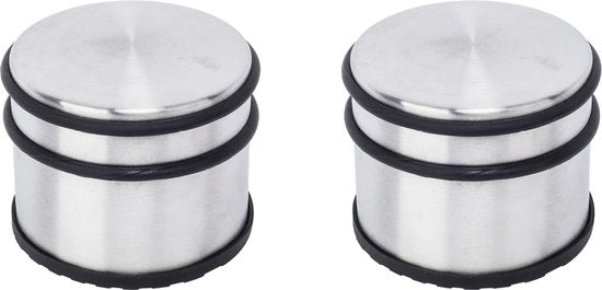 BRASQ Lot de 2 butoirs de porte - Butoir de porte en acier inoxydable avec revêtement antidérapant - 1,1 kg Pour l'intérieur et l'extérieur - Butoir de porte ⌀9 x 7,5 cm