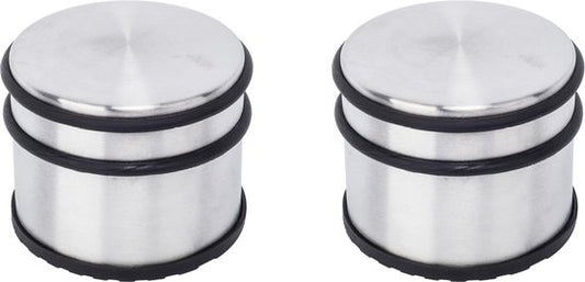 BRASQ Lot de 2 butoirs de porte - Butoir de porte en acier inoxydable avec revêtement antidérapant - 1,1 kg Pour l'intérieur et l'extérieur - Butoir de porte ⌀9 x 7,5 cm