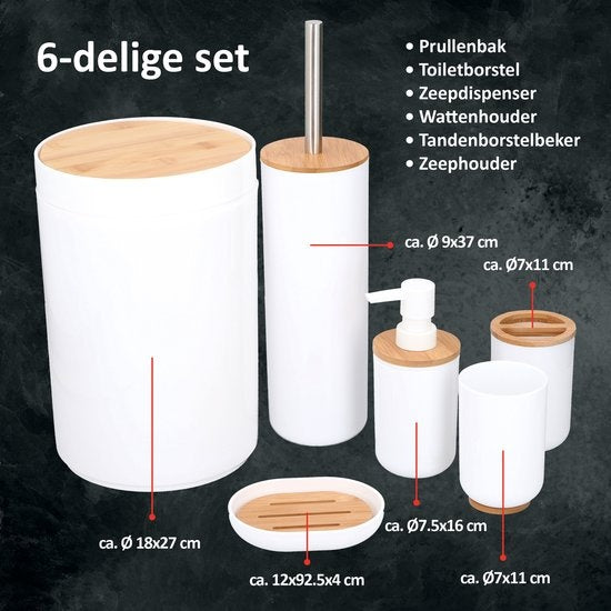Alpina Set de bain et de toilette en bambou - 6 pièces