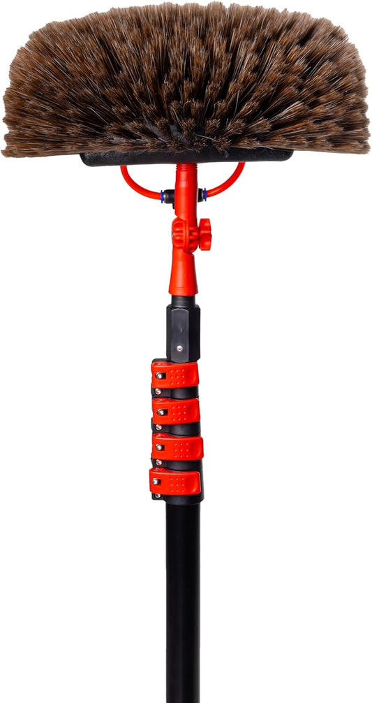 Brosse de lavage télescopique Hortensus - Avec raccord d'eau et distributeur de savon - 6.5M de long