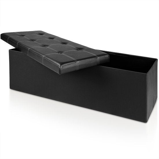 Banc de rangement Casaria - 115x40x40cm 131L Faux cuir - Noir