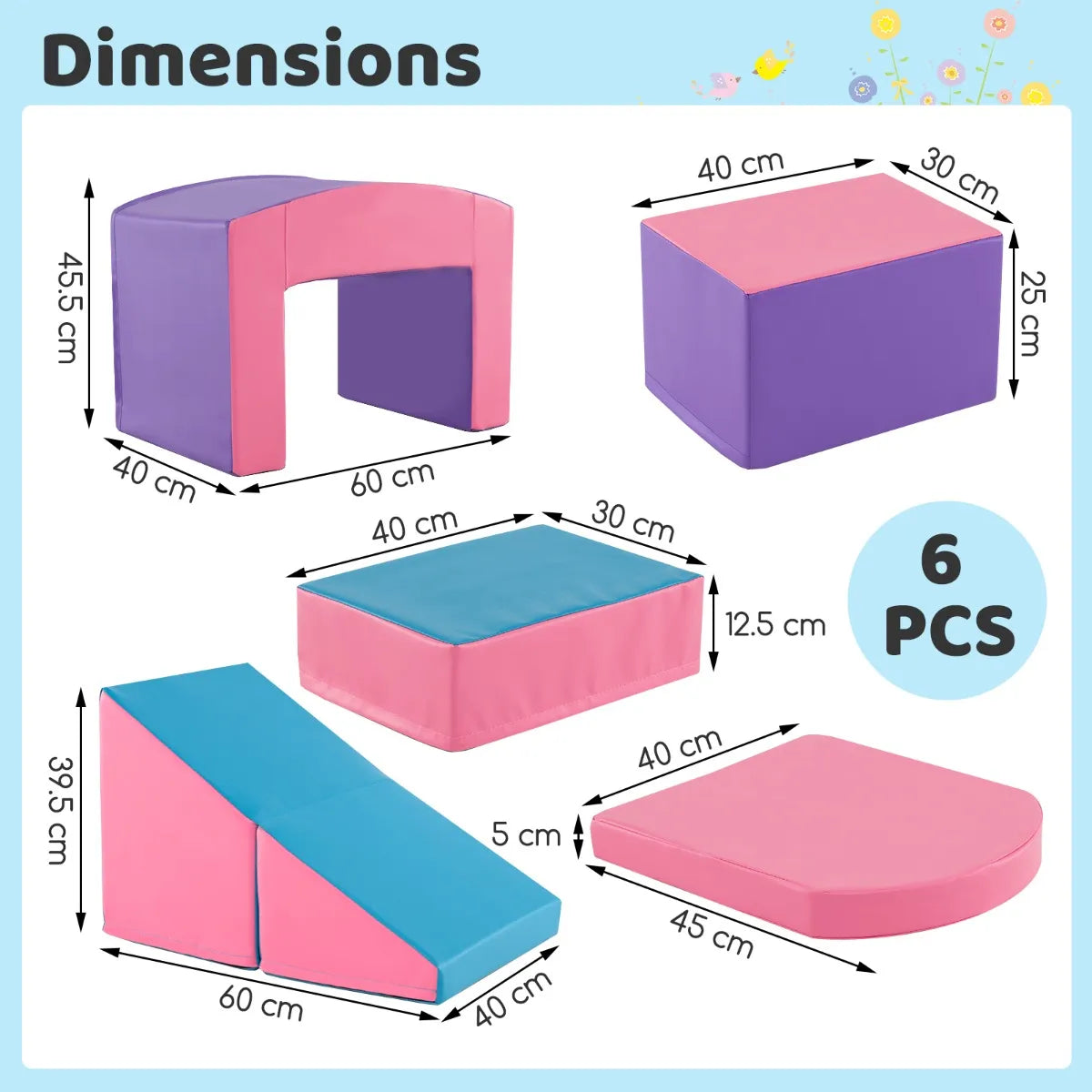 Coast Foam Blocks for Kids - 6 pièces - Purple/Pink