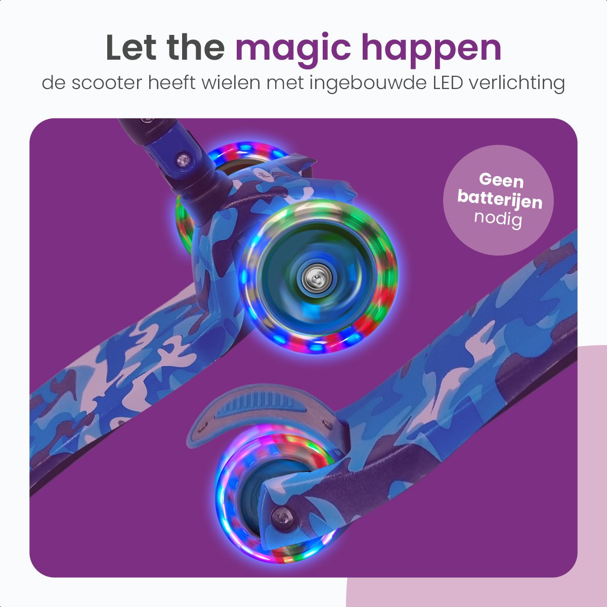 GoFun Kids scooter - Roues lumineuses - Pliable - Guidon réglable - 85 x 58 x 23 cm - Bleu