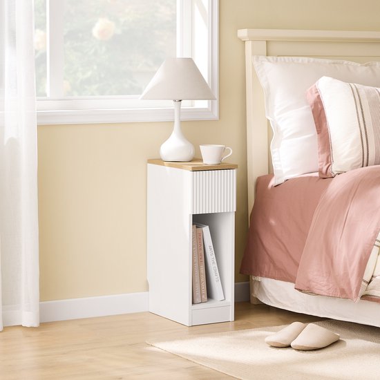 SoBuy Table de chevet, pour salon, chambre à coucher FBT111-W