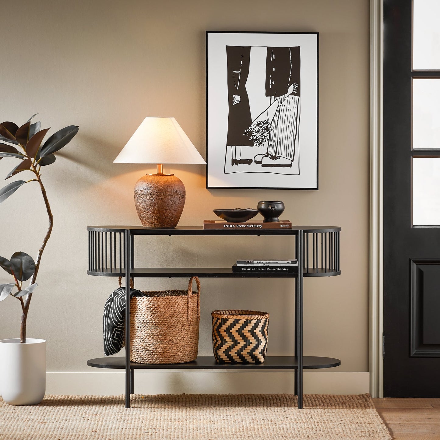 SoBuy Table console - Avec 3 niveaux - max 75 kg - 110 x 39 x 76 cm - Noir