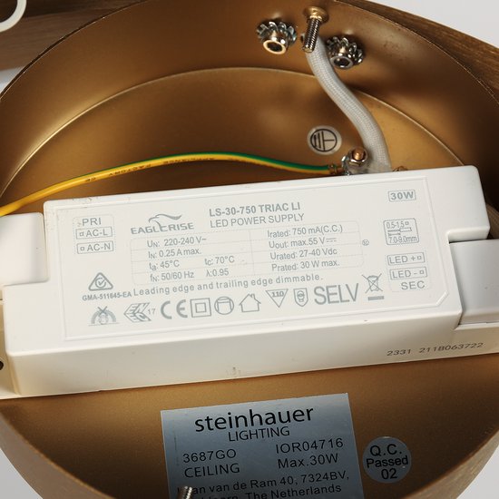 Steinhauer applique Mykty - or - métal - 40 cm - module LED intégré - 3687GO