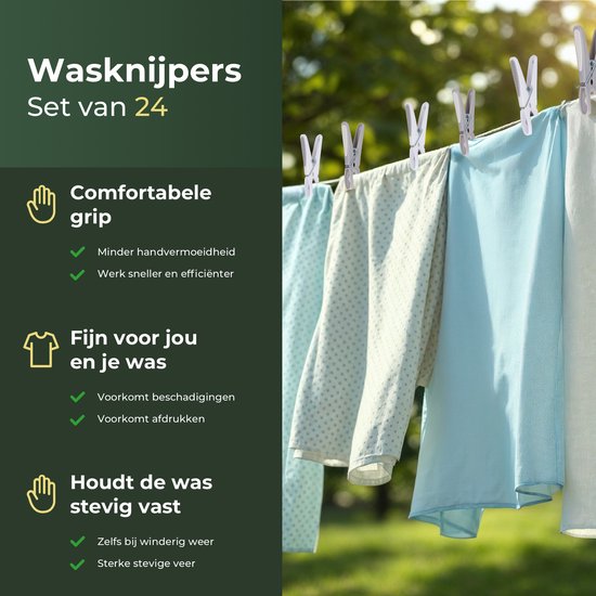 Gandria Pinces à linge 24 pièces - Pinces à linge en plastique - Lot de 24 pinces à linge en plastique - Pinces à linge 10 Kg - Gris/Blanc et Blanc/Gris