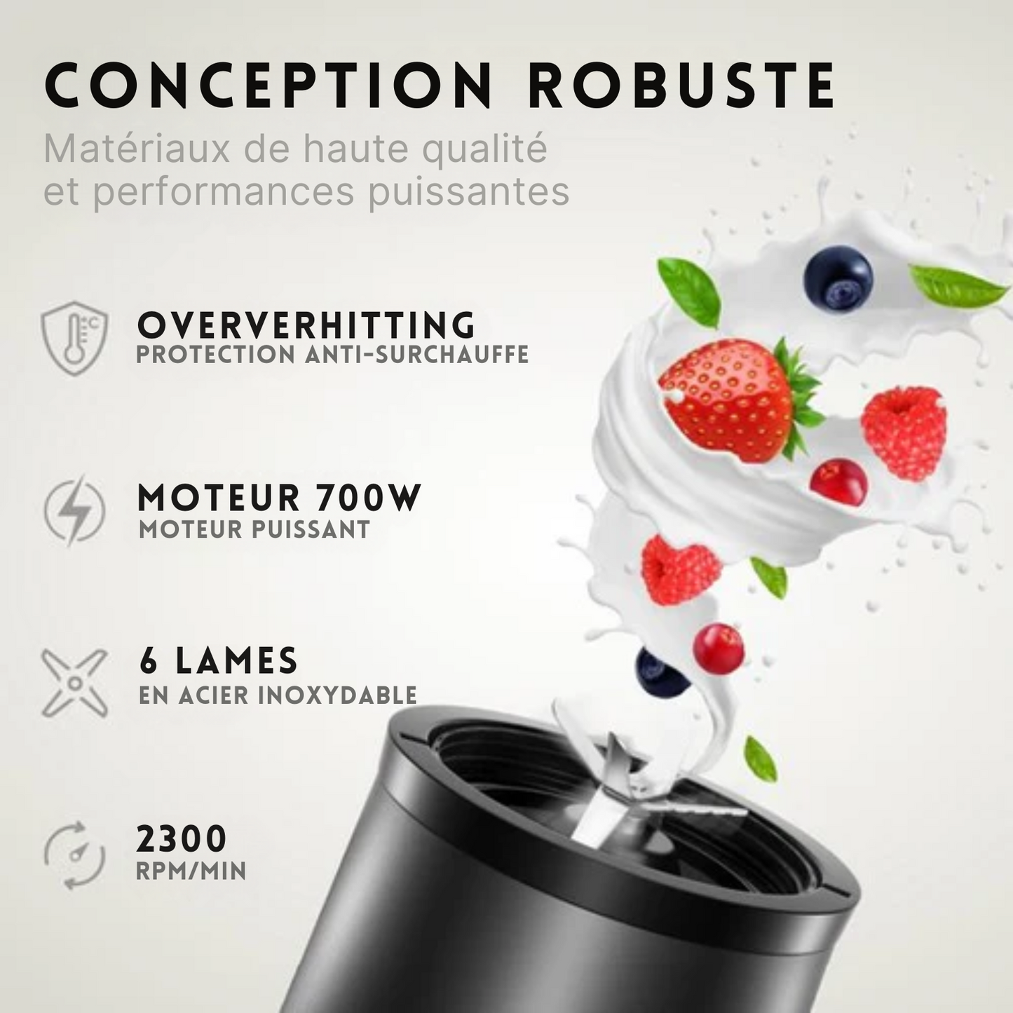 Blender NutriPower Pro - Savoré Kitchen - Blender à emporter - Mixeur à smoothie - 2 gobelets