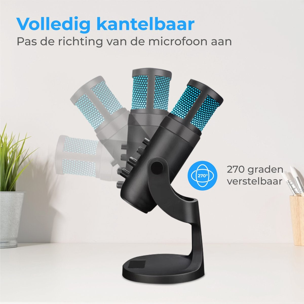 Nuvance - Microphone USB avec support - pour PC et Microphone de jeu - Microphone de streaming - RGB