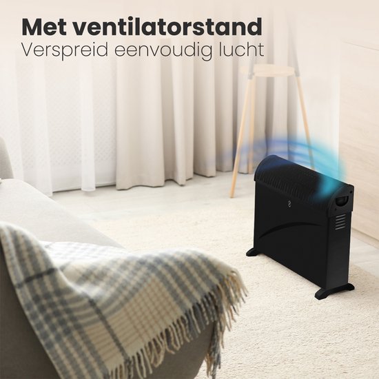 Auronic Convecteur électrique - 750/1250/2000 Watts - Avec ventilateur - Chauffage - Ventilateur - Noir