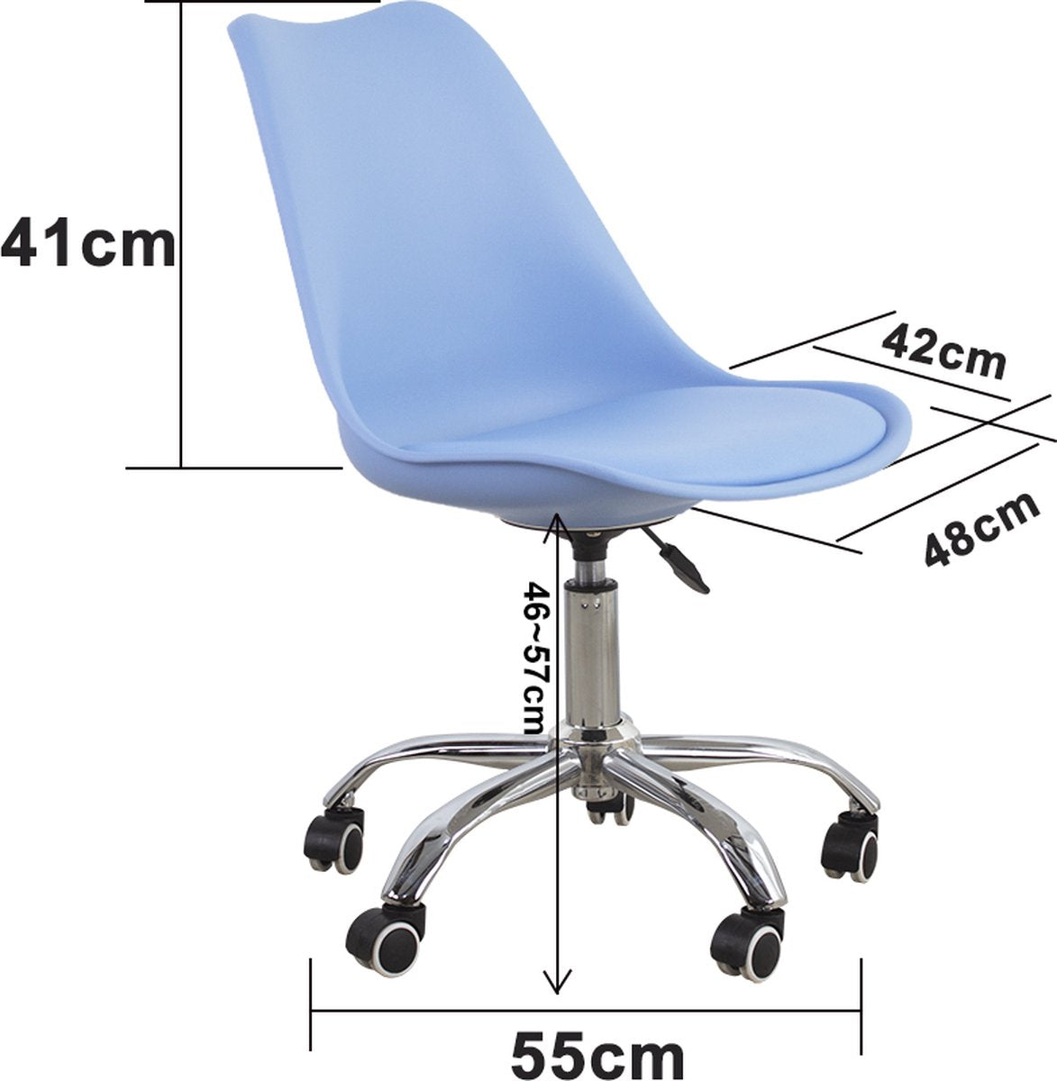 VDD Gaming - Chaise de bureau bleue réglable en hauteur - 42x48x97cm
