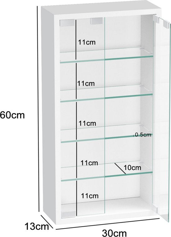 Vitrine murale suspendue debout - 30 x 60 x 13 cm