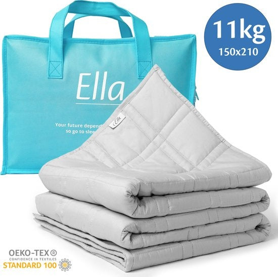 Ella® Couverture lestée 11kg - 150 x 210cm - Couverture lestée - OEKO-TEX Coton - Gris clair