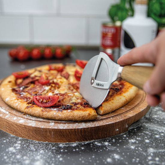 Boska Coupe-pizza Oslo+ - Anti-adhésif BSF™ - Stable - Chêne & acier inoxydable