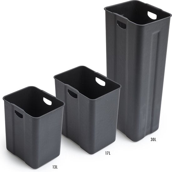 Umuzi Poubelle de nettoyage - 60L - Fermeture douce - Gris métallique - Séparation des déchets 3 bacs - 47 x 39 x 72