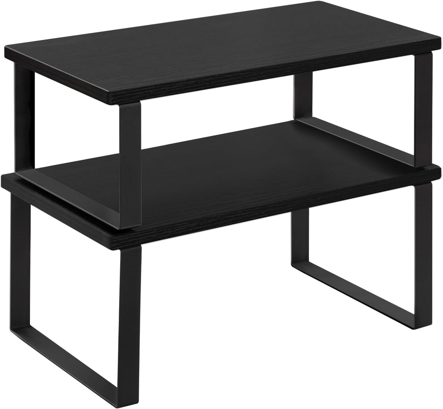 Étagère à épices empilable Woltu en 2 parties - Noir - MDF et métal - 34 x 19,5 x 15,5 cm