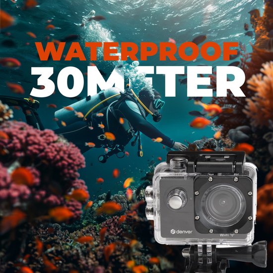 Denver Action Camera Full HD - 12MP - Photo & Video - WiFi - App - 30M Waterproof - Accessoires inclus - ACW5054