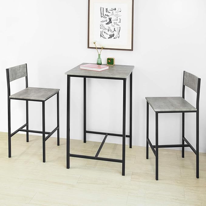 Table de bar Sobuy avec chaises - Gris - 60x60x97 cm
