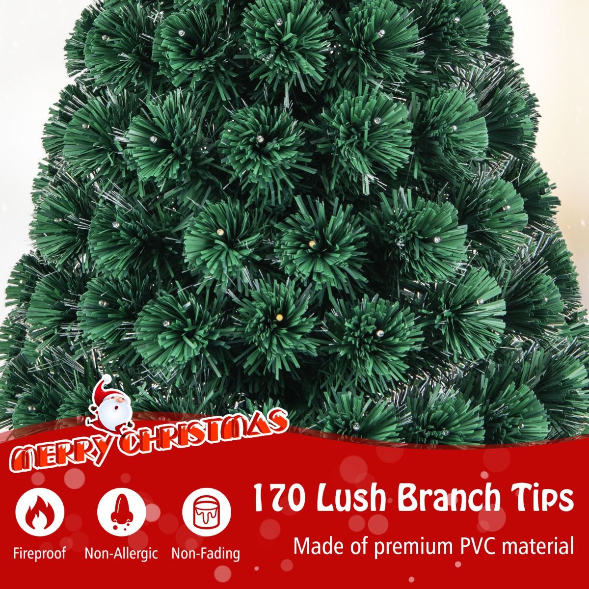 Coast Artificial Christmas Tree - 150 cm - Vert - 170 LED - Avec étoile et 8 niveaux de lumière