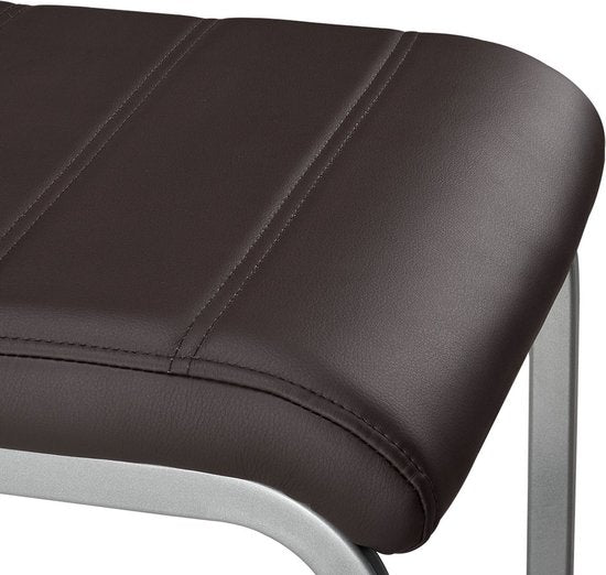 4 Chaises de salle à manger / chaise - Vegas - Cuir synthétique - Marron