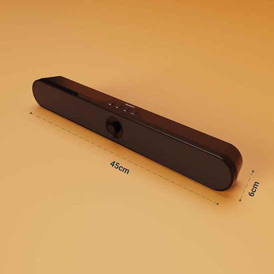 Barre de son Majority Atlas - Barre de son PC - Barre de son Bluetooth portable - Autonomie de 8+ - Connectivité USB et AUX - Plug & Play - Noir