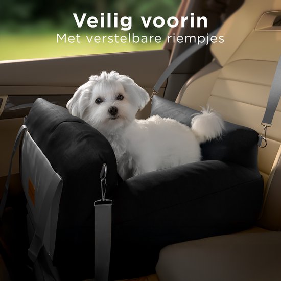 Siège auto pour chien CozySense® - Panier de voiture pour petit chien - Siège avant et arrière - Housse lavable, peut également servir de sac de transport - Noir/Gris