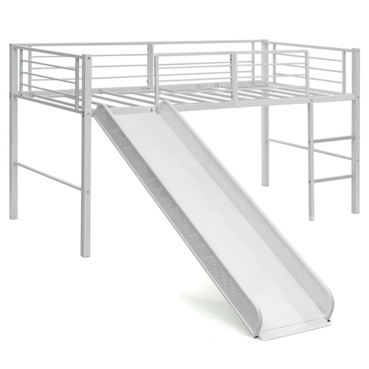 Coast High Sleeper Bed Frame with Slide and Ladder - Fall Protection - Metal - 198 x 96 x 109 cm - White