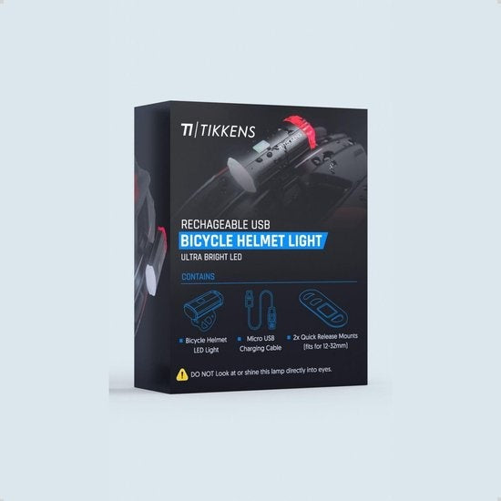 Lampe de vélo LED pour casque - Lampe avant et arrière pour casque - rechargeable par USB, lampe de vélo étanche, noire