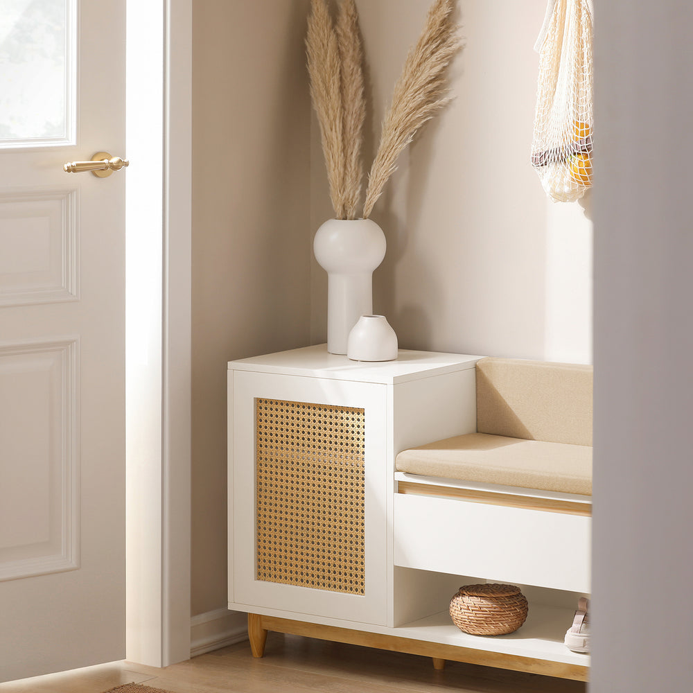 SoBuy FSR128-W Meuble à chaussures - 1 porte - 1 tiroir - compartiment ouvert - 100 x 35 x 60 cm - blanc