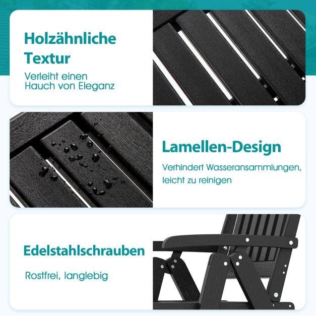 Coast Garden Chair Black - Chaise pliante en plastique avec dossier haut - 55 x 63 x 101 cm
