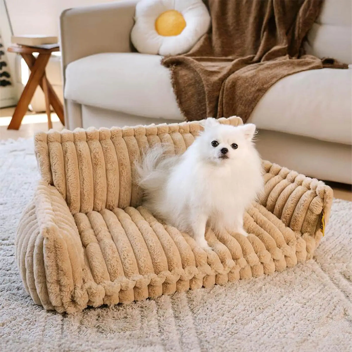 Panier orthopédique Funnyfuzzy pour chiens et chats - Couleur camel - Taille M