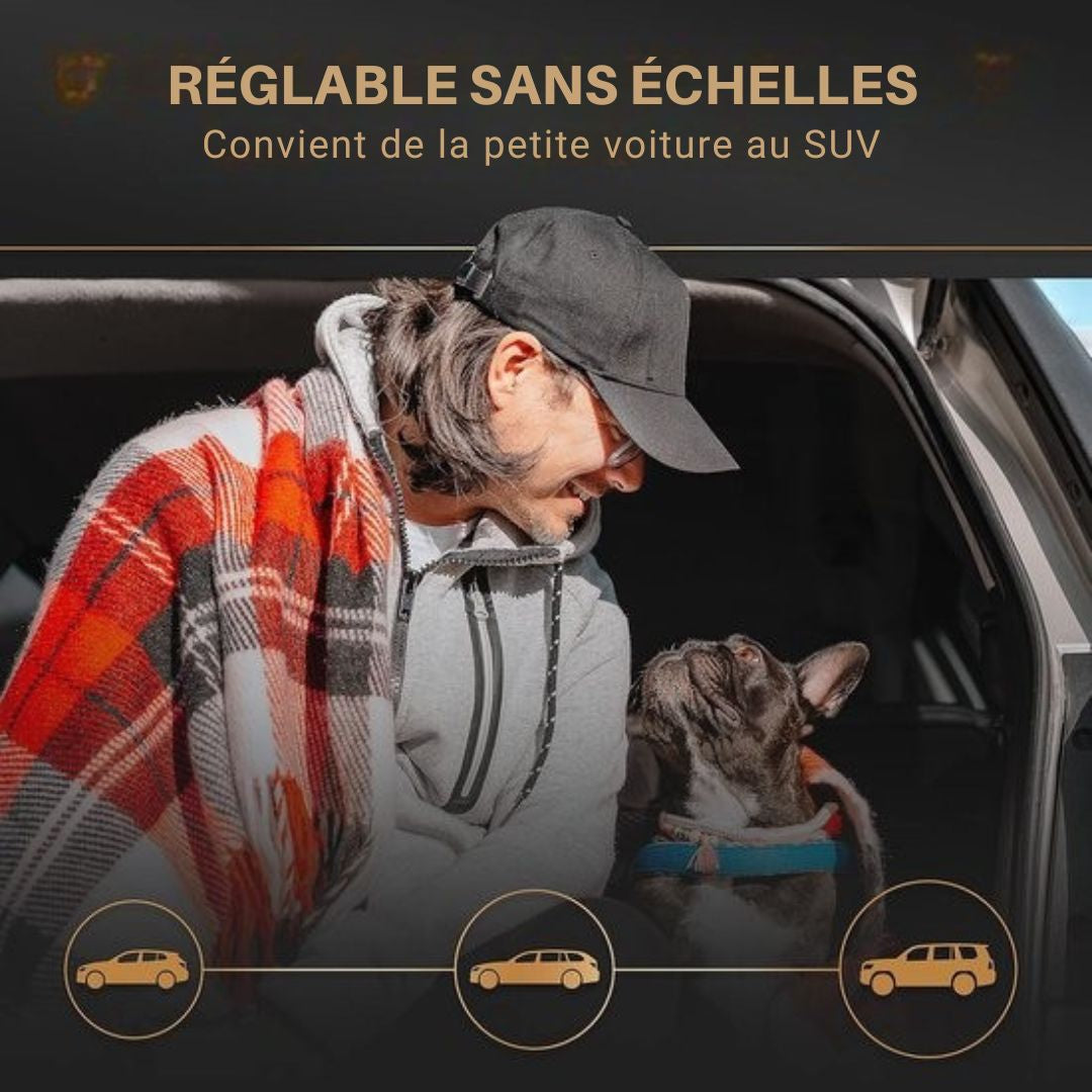 Grille pour chien réglable en continu -  Support de sécurité pour coffre - HELDENWERK - Montage facile sans outils - Acier noir