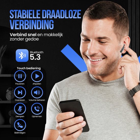 Strex Wireless Earphones - Active Noise Cancelling - LED Display - Wireless Bluetooth Earphones - Ecouteurs sans fil - Bluetooth 5.3 - Black
