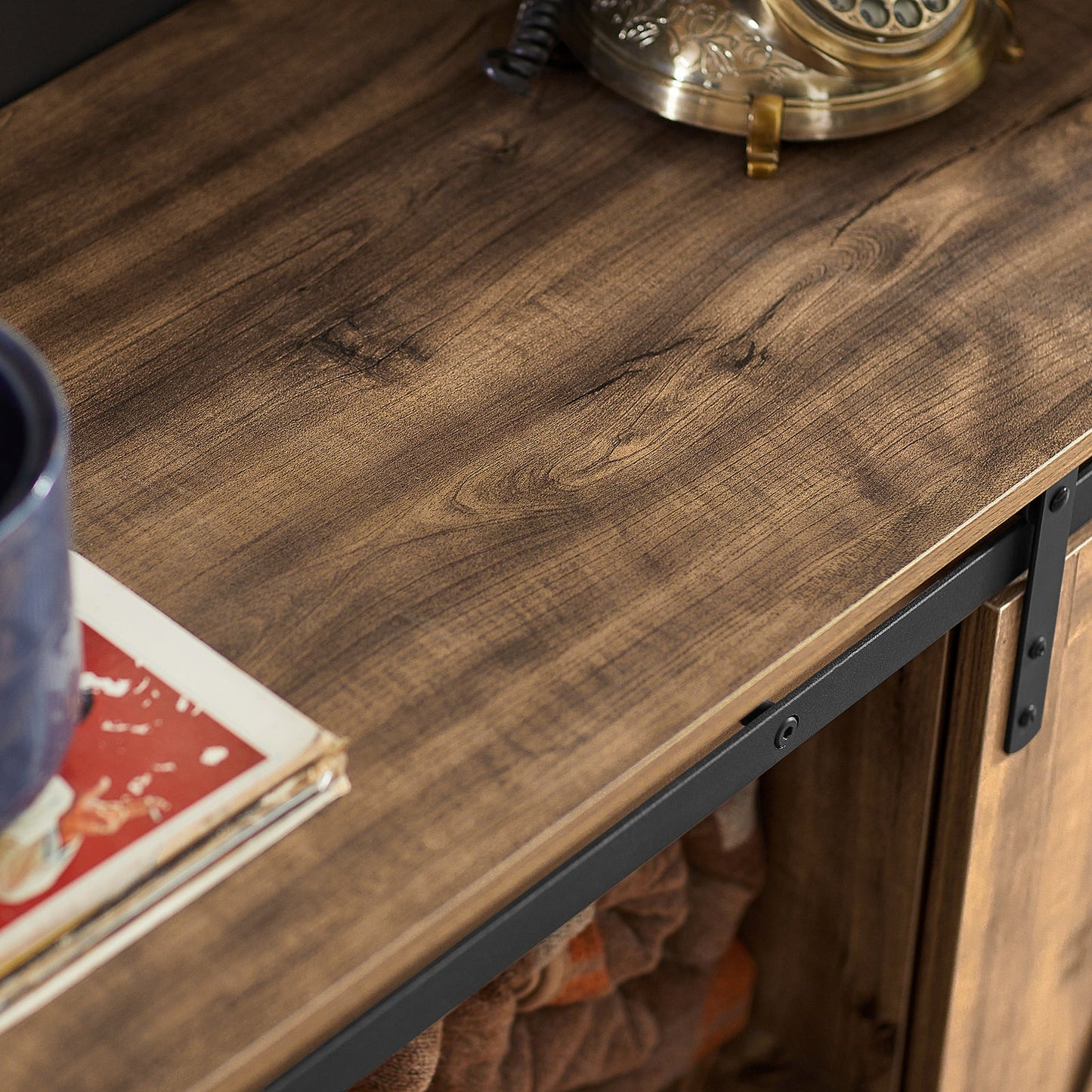 SoBuy FSB60-N Armoire de rangement avec porte coulissante - Rustique - 120 x 40 x 70 cm