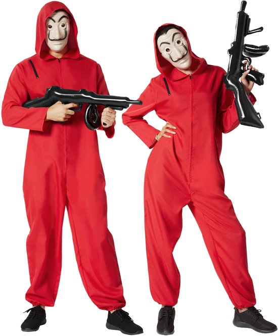 dressforfun - La Casa de Papel - Money Heist - unisex costume masqué de braqueurs de banque - M - Costume carnaval - Halloween - Dress up - Party wear - Carnaval wear - Party - Party wear