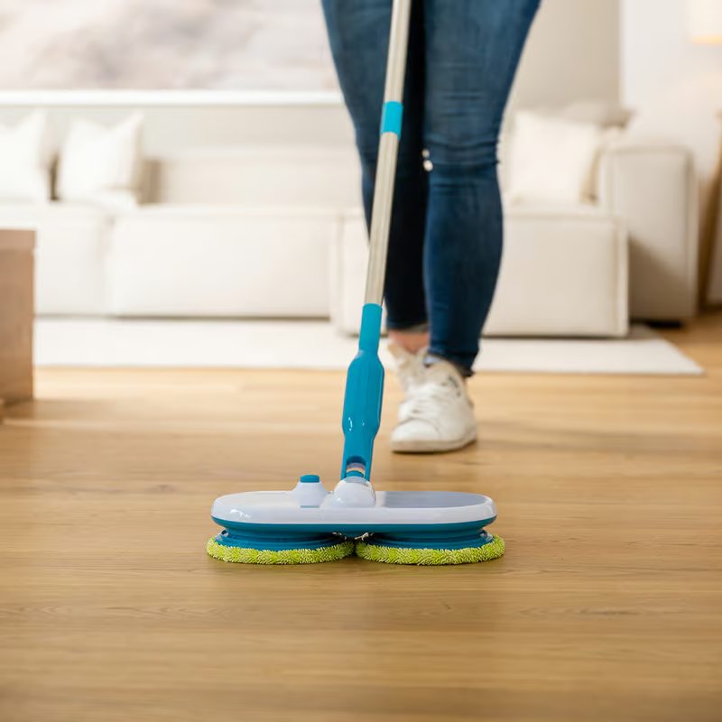 Balai à franges sans fil Hurricane - Convient à tous les types de sols - Livré avec des patins de nettoyage lavables offerts