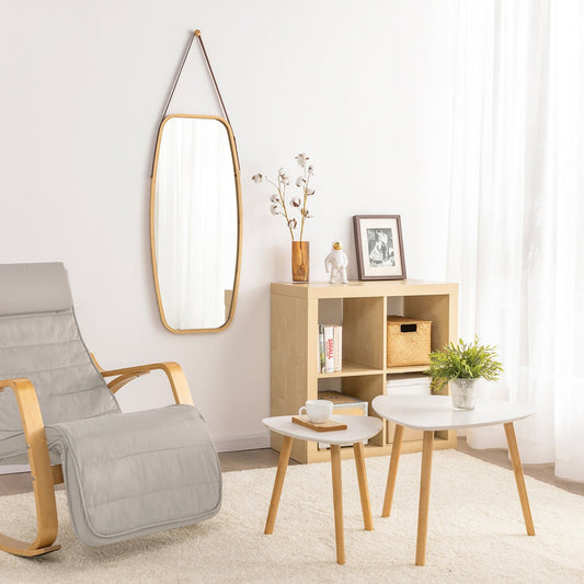 Lot de 2 petites tables avec étagères, table basse, table de salon, petite table, bambou, blanc/naturel