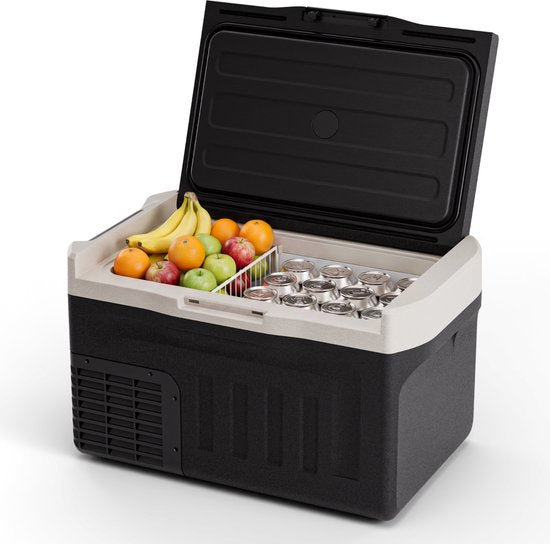 Auronic Electric Cool Box - Compresseur - 21L - 12V et 240 volts - Réfrigérateur de camping - Frigobox Car - Noir