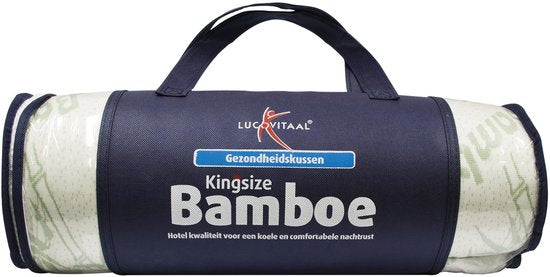 Oreiller Lucovitaal Kingsize en bambou - respirant - antibactérien - hypoallergénique - 66 cm x 50 cm x 18 cm