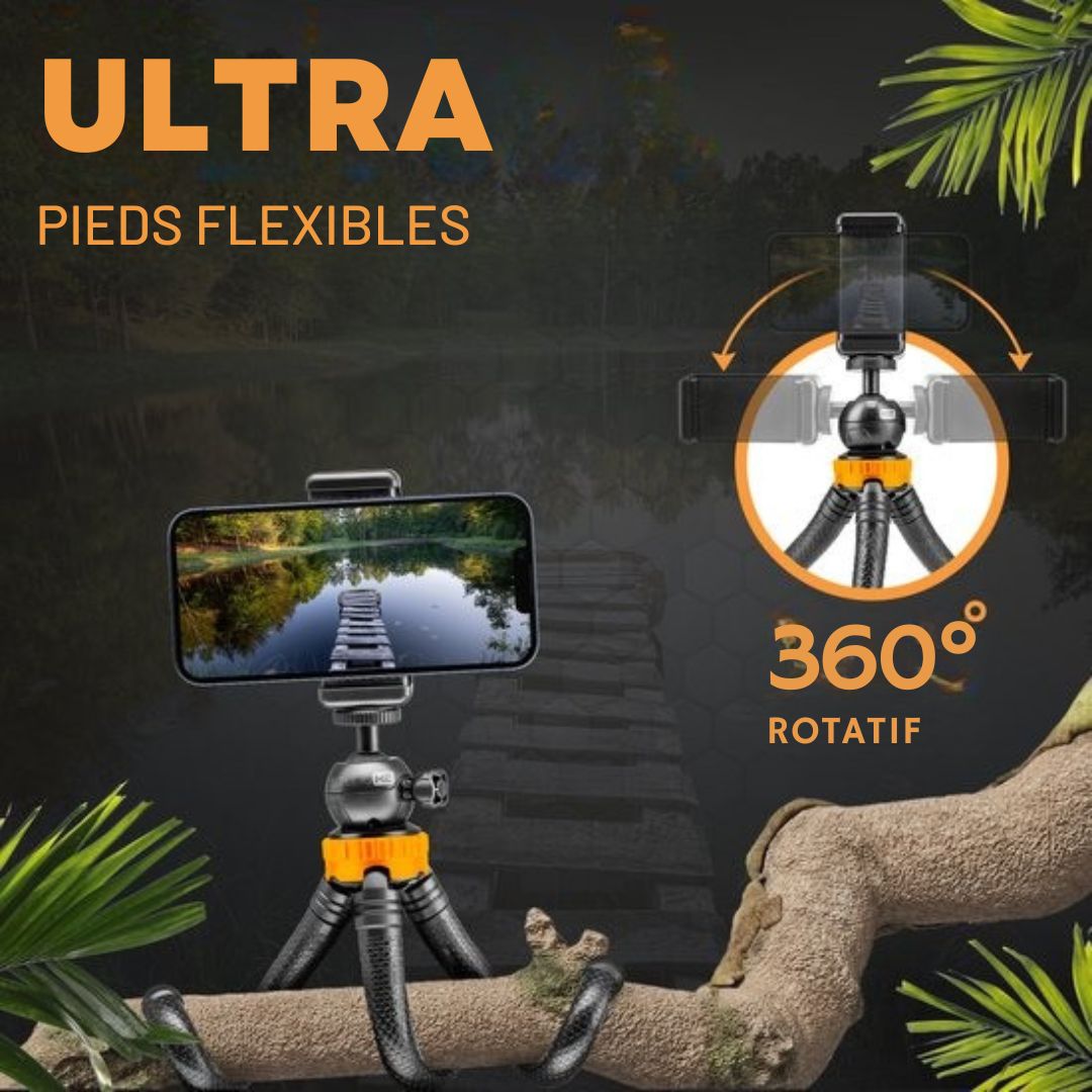 Trépied pour téléphone Studio ME - 25 cm - Flexible - pour appareil photo - Noir - Gorillapod - Support - Télécommande Bluetooth incluse