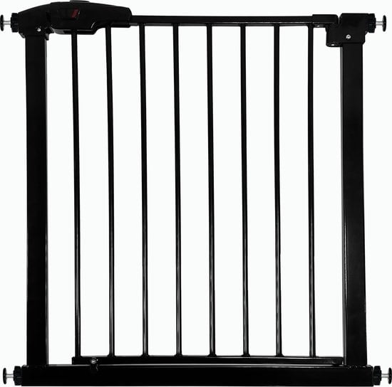 Goliving Barrière d'escalier - Fixation par pince sans perçage, rallonge incluse - extensible - 78-93 x 6 x 85 cm - Noir